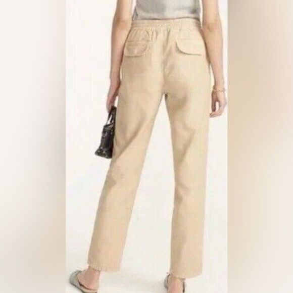 J. Crew Tie Waist Cream Denim Stripe High Rise  Camp Pant women’s Size Medium - Picture 4 of 12